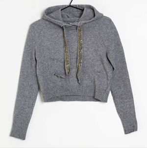 ZARA GREY KNIT HOODIE SIZE LARGE